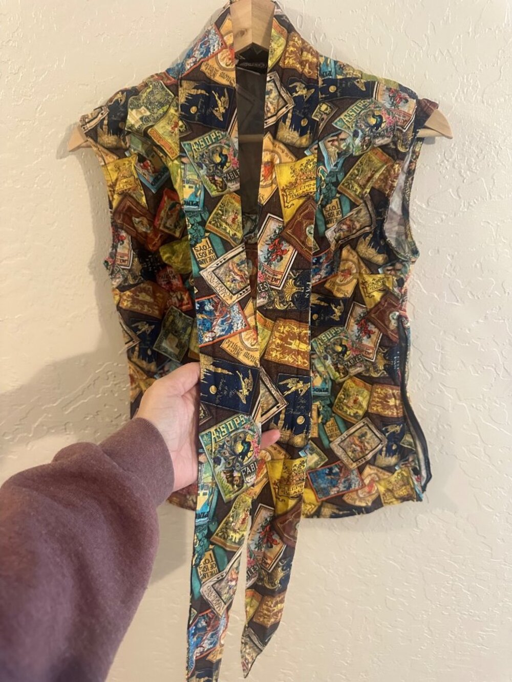 Modcloth Retro Licious Antique Style 100% Cotton Mod Tie Neck Boho Tanktop